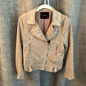 Taupe Faux-Suede Moto Jacket